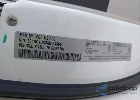 2021 Chrysler Voyager Lxi from USA, damaged, VIN 2C4RC1DG3MR543690